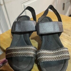Bandolino Dark Gray Strappy Wedge Sandal size 7